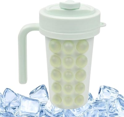 IJsblokjesbeker met Rietje - Uitdrukbare IJsbeker - Dranken Koelen - Roestvrijstalen Binnenkant - 600 ml - Lichtgroen