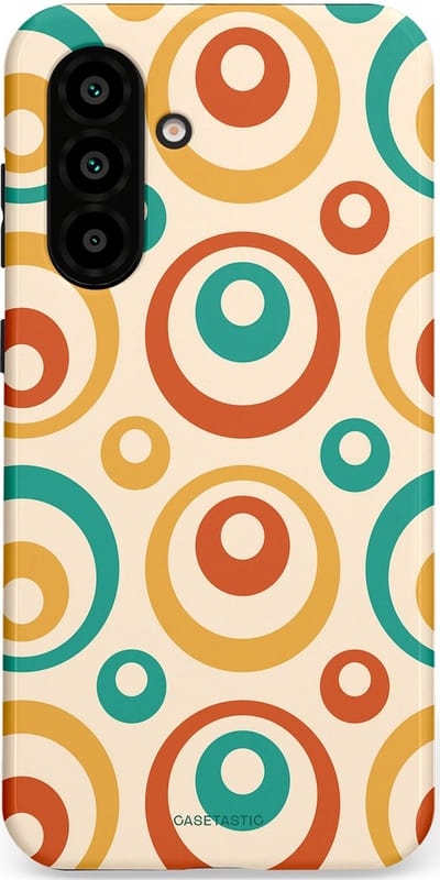 Casetastic hoesje geschikt voor Samsung Galaxy A36 / Samsung Galaxy A56 - Dubbellaagse bescherming - Bolletjes boogie - Fashion Case - Crème Terracotta Goud Turquoise