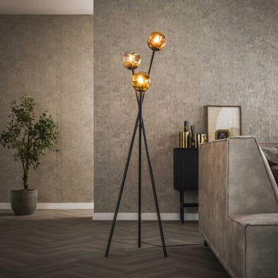 Hoyz Collection - Vloerlamp 3L Molecule Mix Glass - Artic Zwart - 169cm