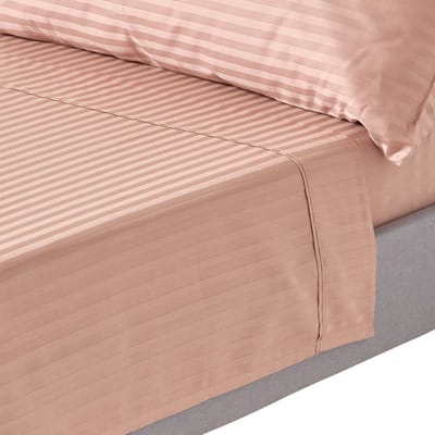 Homescapes Satijn Streep Katoen Laken 230x260 cm – Taupe-beige – 100% Egyptisch Katoen – Draaddichtheid 330