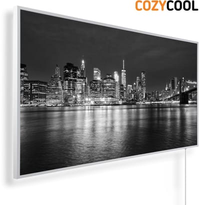 Infraroodpaneel met afbeelding | Manhattan skyline New York City | 1200 Watt | Witte lijst | Infrarood verwarmingspaneel | Infrarood paneel | Infrarood verwarming