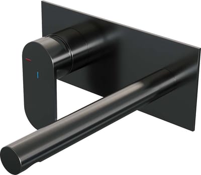 Brauer Gunmetal Edition inbouw wastafelmengkraan met rechte uitloop en afdekplaat model C2 gunmetal geborsteld PVD