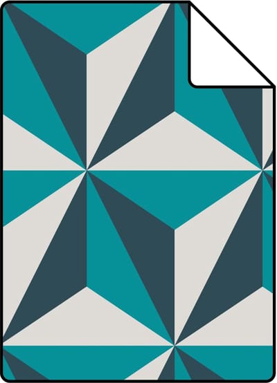 Proefstaal Origin Wallcoverings behang grafisch 3D motief turquoise - 26,5 x 21 cm - 347449-S