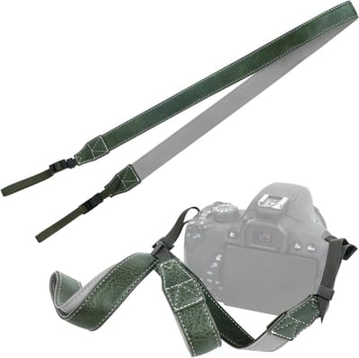 ByShane - Leren camerariem voor camera | Verstelbare schouderriem voor systeemcamera's en DSLR's | Groen | 75cm lengte