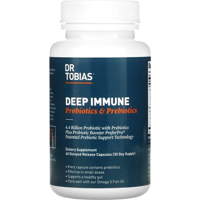 Dr. Tobias, Soutien Immunitaire, Probiotique & Prébiotique, 60 Capsules à Libération Retardée