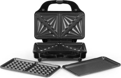 White-Label® Wafelijzer met Verwisselbare Platen - Contact Grill - Tosti Apparaat - Zwart