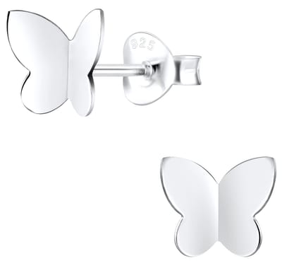 Joy|S - Zilveren vlinder oorbellen - 8 x 7.5 mm - fladderende vlinder - oorknoppen 3D - sterling zilver 925
