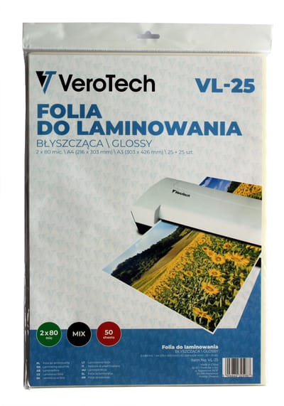 Verotech - Lamineerfolie Set - 25 A4 en 25 A3 - 80 mic