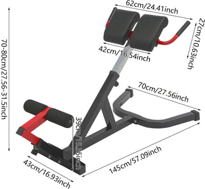 NordHaus Rugstrek Machine - Roman Chair Bank - Onderrug Trainer - Verstelbaar 70-80 cm - Stalen Frame - Max 200 kg