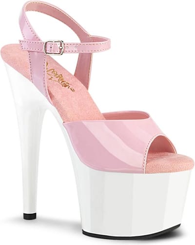 Pleaser - ADORE709 Sandaal met enkelband, Paaldans schoenen - US 5 - 35 Shoes - Roze/Wit