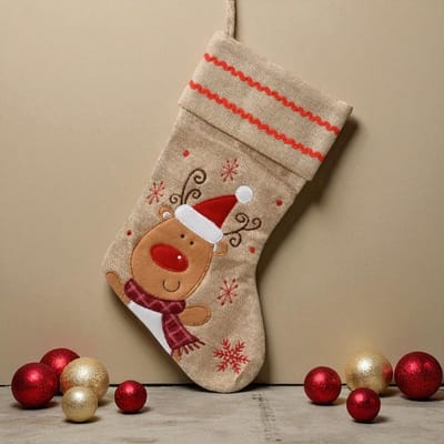 Luxe Kerstsok Klassiek met Rendier - kerstdecoratie