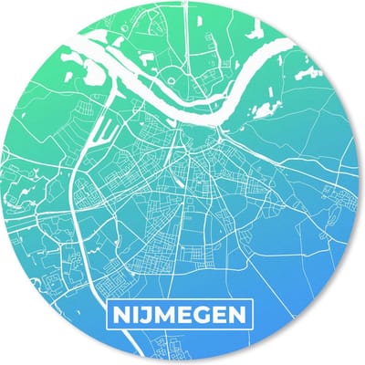 Muismat rond 20x20 cm - Mousepad Stadskaar - Nijmegen - Groen - Blauw - Ronde muismatten