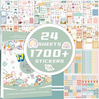 Dailygoods- Bullet Journal Stickers 1700 stuks - Planner Stickers - Scrapbooking - Accessoireorganizer - 24 vellen - Premium kwaliteit - Plannerstickers