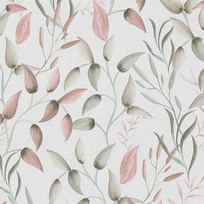 Landelijk behang Profhome 397451-GU vliesbehang hardvinyl warmdruk in reliëf licht gestructureerd met bloemmotief mat groen roze crèmewit 5,33 m2