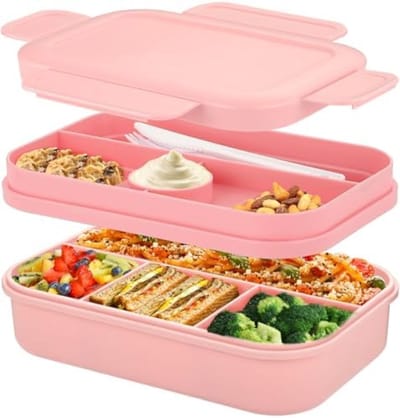 PromoHome Lunchbox voor Volwassenen - 2000ml Bento Box met 8 Vakken en Bestek