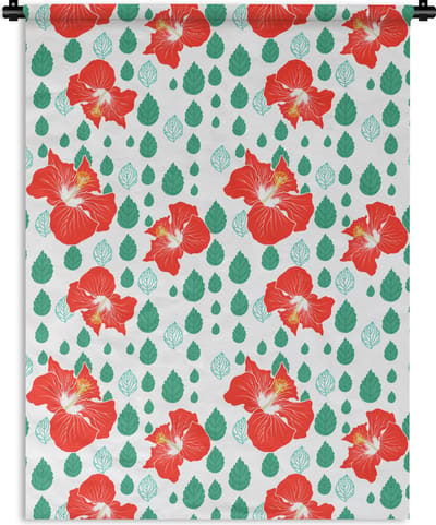 Wandkleed - Wanddoek - Hibiscus - Patronen - Hawaii - Bladeren - Bloem - 150x200 cm - Wandtapijt