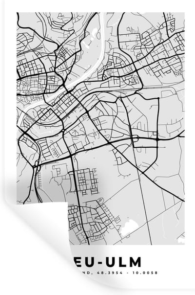 Muurstickers - Sticker Folie - Kaart - Duitsland - Neu-Ulm - Plattegrond - Stadskaart - 20x30 cm - Plakfolie - Muurstickers Kinderkamer - Zelfklevend Behang - Zelfklevend behangpapier - Stickerfolie