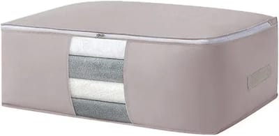 Opbergtas voor onder het bed, opvouwbare tas voor opbergkleding, niet-geweven kledingorganizer, kledingkast, organizer, kussen, quilt, deken, tas, thuisorganizer (grijs, 3 stuks, S M L)