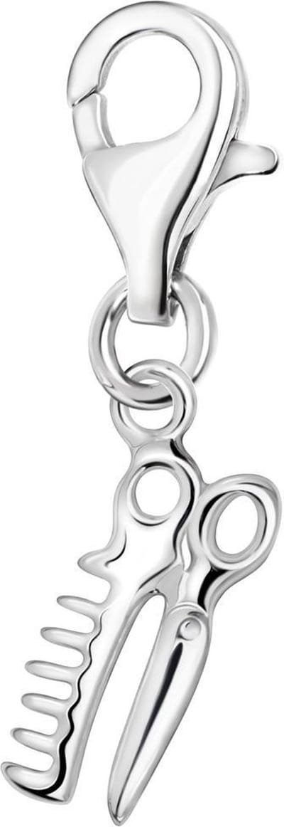 Quiges – 925 - Zilver – Charm - Bedel - Hanger - 3D Schaar en Kam - met – sterling - zilver - karabijnslot - geschikt - voor -Bedelarmband HC075