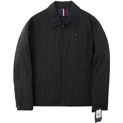 Tommy Hilfiger Klassieke Effen Kleur Business Casual Polo Logo Geborduurd Jas Mannen jassen Zwart TM-159AK644 S black