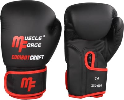 Bokshandschoenen - Vechtsport handschoenen - Training en Sparring - Ventilerend PU-leer - 10 oz - Zwart Rood