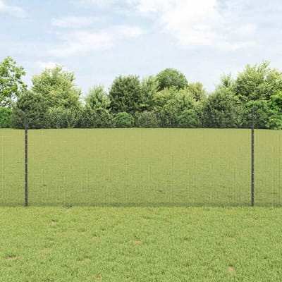 vidaXL - gelast - draadhek - met - palen - 10 - x - 1 - m - Gegalvaniseerd - staal - Grijs