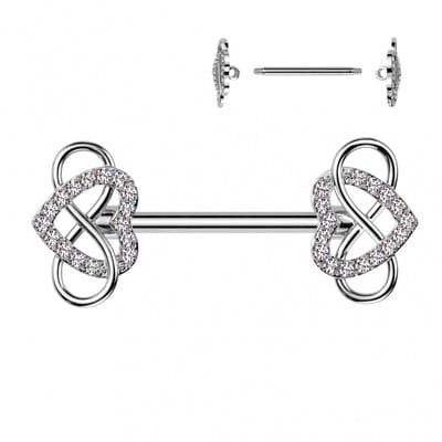 Tepelpiercing met infinity hart 1.6x12 - zilver - LMPiercings