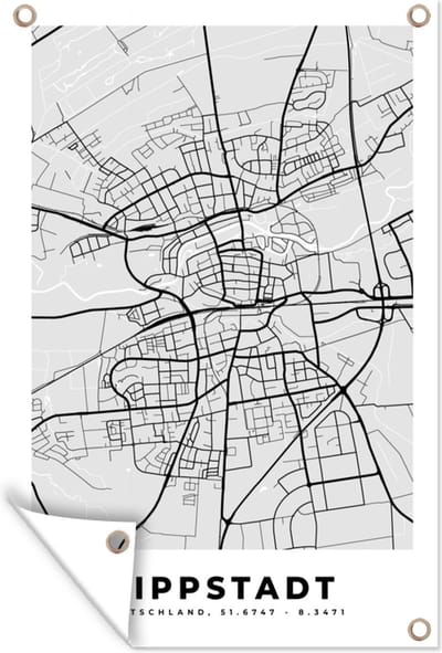Muurdecoratie Lippstadt - Kaart - Stadskaart - Plattegrond - Duitsland - 120x180 cm - Tuinposter - Tuindoek