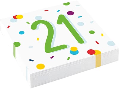 Amscan - Servetten Confetti Verjaardag 21 jaar (20 stuks)