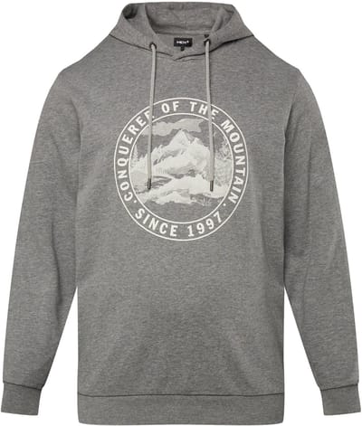 Men Plus - Heren - Hoodie sweatstof capuchon borstprint - Antraciet melange - Maat 3XL
