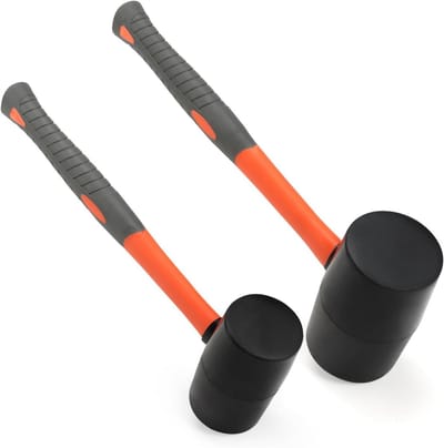 SnelShoppen - Set van 2 Rubberen Voorhamers 16 oz en 32 oz - Zwarte Rubberen Hamer met Glasvezelhandvat voor Doe-het-zelf, Timmerwerk en Bestrating