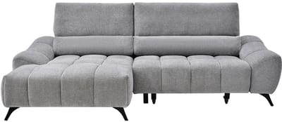 Vente-unique Relax hoekbank met hoek links met verschuifbare zitting in grijze stof ELOSIA