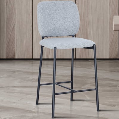 Barstoel Sophia | 45 X 56 X 99 Cm | Grijs - Rousseau - Barstoel - Grijs - Stof - Set Van 2