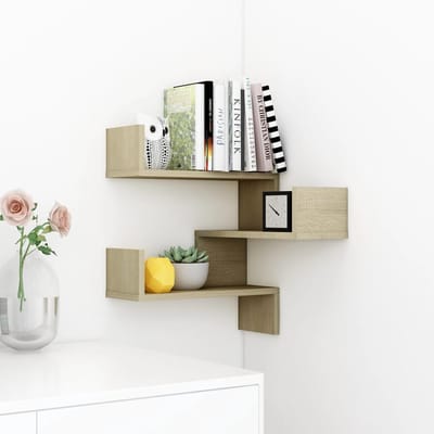 vidaXL - Wandplanken - Hoekmontage, - Muurmontage - Sonoma - Eiken - Bewerkt - hout