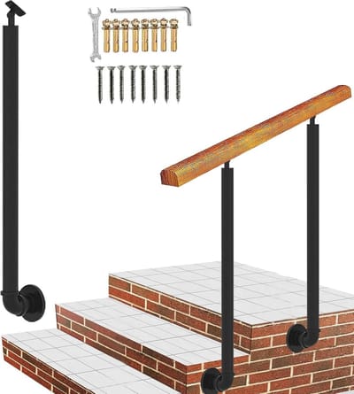 Trapleuning Paal - Balustrade Ondersteuning - Veilige Trappen - Verstelbare Hoek - 85cm Hoog - Zwart Metaal