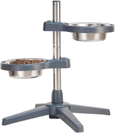 Verhoogde Hondenbakken - Dubbele Voerbak - Comfortabel Eten - In Hoogte Verstelbaar - 28.5 x 26.2 x 13.4 cm - Zwart