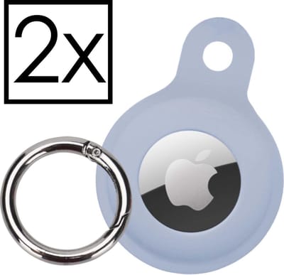 Hoesje Geschikt voor Apple AirTag-Sleutelhanger Houder Siliconen Hoes - Hoes Geschikt voor Apple AirTag Hoesje - Grijsblauw - 2 PACK