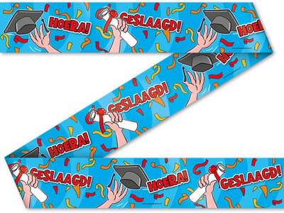 LUQ – Hoera Geslaagd Party Tape – 12m – Luxe Graduation Party Decoratie – Afstudeer Feest Versiering – Direct Uitrollen