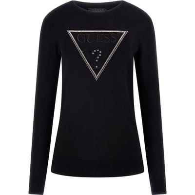 T-shirt col v col rond met driehoeklogo voor dames Guess Kiara