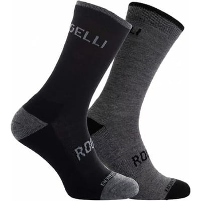 Rogelli Merino Wool Dames en Heren 2 pack Fietssokken - Zwart/Grijs