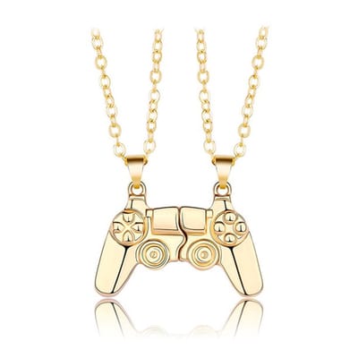 Bixorp Friends BFF Ketting voor 2 met Controller Goudkleurig - Magnetische Vriendschapsketting - Twee Helften Best Friends -  Voor Meisjes  - Best Friends Ketting Vriendschap Cadeau voor Twee