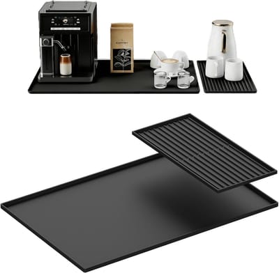 Koffiemachinemat - Siliconen Koffiebarmat - Met Afneembare Afdroogmat - Siliconenmat Voor Onder Koffiezetapparaten