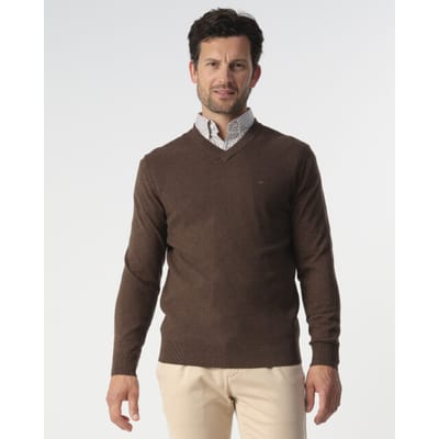 Campbell Trui Trui V Hals Harvey 099136 Coffee Bean Brow Melange Mannen Maat - XL