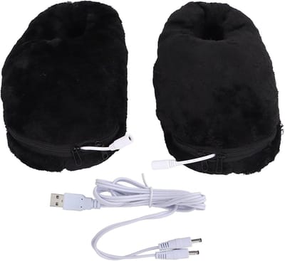 USB Verwarmingsschoenen Winter Zachte Elektrische Verwarmde Pantoffels - Pluche Voetverwarmer Zwart - Warme Voeten Tijdens Koude Dagen