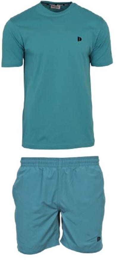 Donnay - Zomerset (Mason) - T-shirt/Korte Short - Heren - Teal Blue (014)- maat S