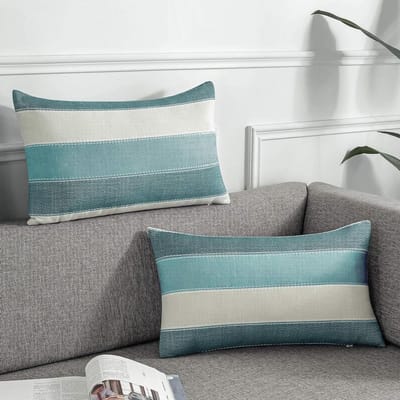 Kussenhoezen Set - Decoratieve Hoezen - Bank Woonkamer - Duurzaam Katoen Linnen - 30x50cm - Blauwgroen