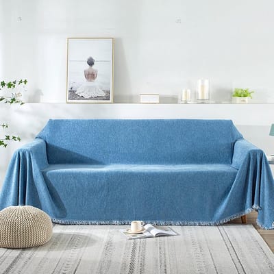 Chenille Plaid - Sofa Dekentje - Meubels Beschermen - Huidvriendelijk Materiaal - 180 x 280 cm - Blauw