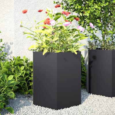 vidaXL - Plantenbak - zeshoek - 46x40x45 - cm - staal - zwart