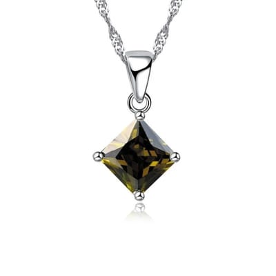 Aramat Jewels | Halskettingen | Ruitvormige Zirkonia Halsketting voor Dames | Roze | |1,5mm | Zilver | Volwassenen | Verkleurd niet