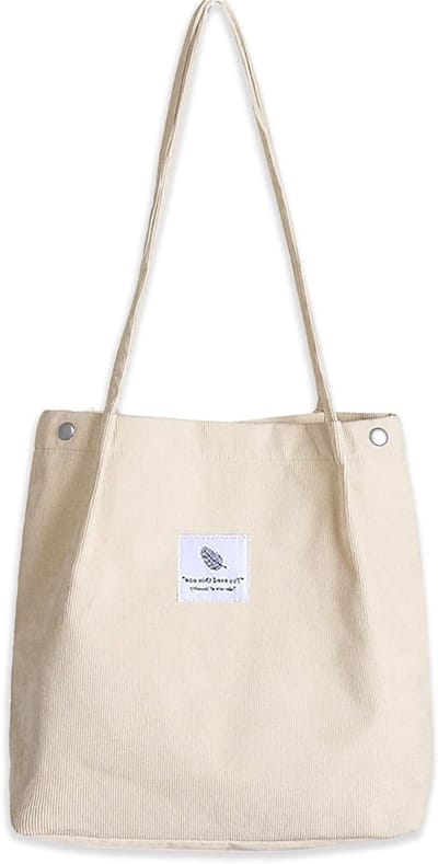 Grote Schoudertas voor Dames van Corduroy - Ideaal als Strandtas, Shopper en Handtas voor Werk en School